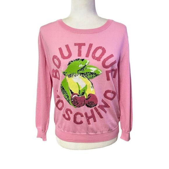 MOSCHINO Cherry Logo Pullover Cotton Top Boutique Size 6 Small New w Tags!!! - Picture 1 of 12